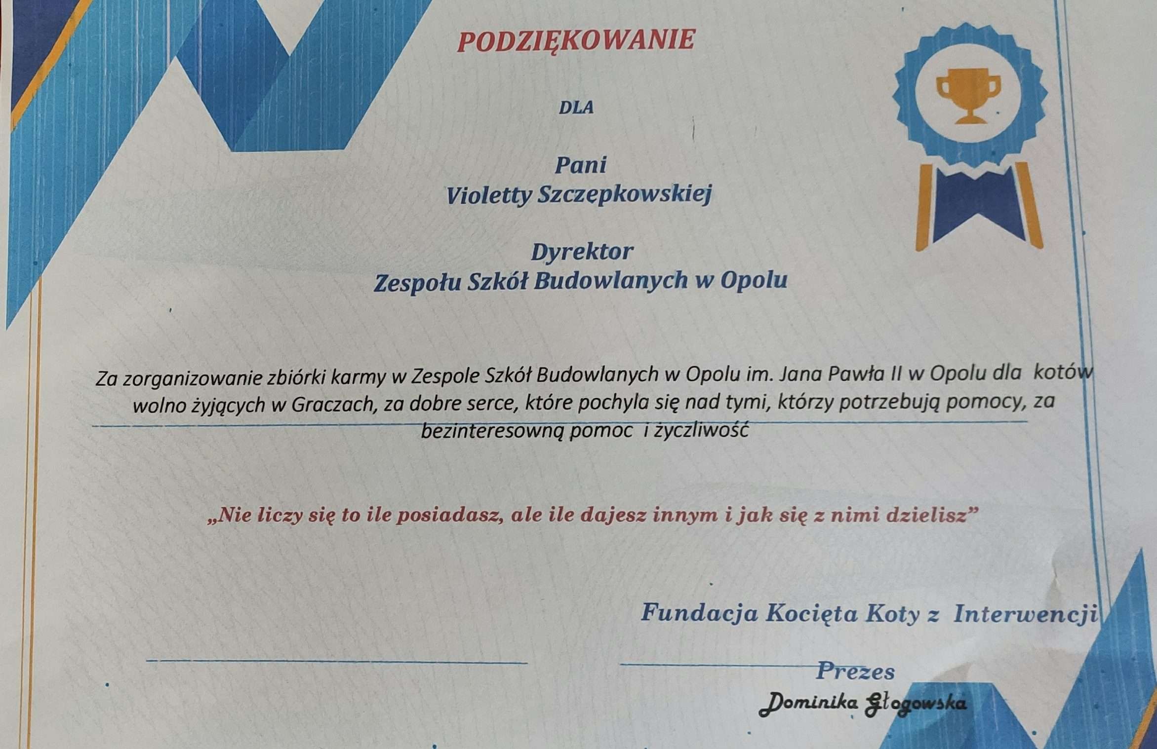 Finał zbiórki karmy dla kotów