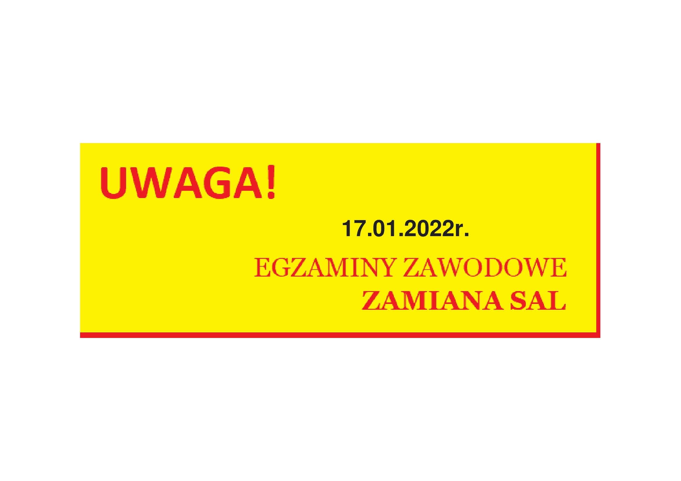 UWAGA!17.01.2022r. zmiana sal!