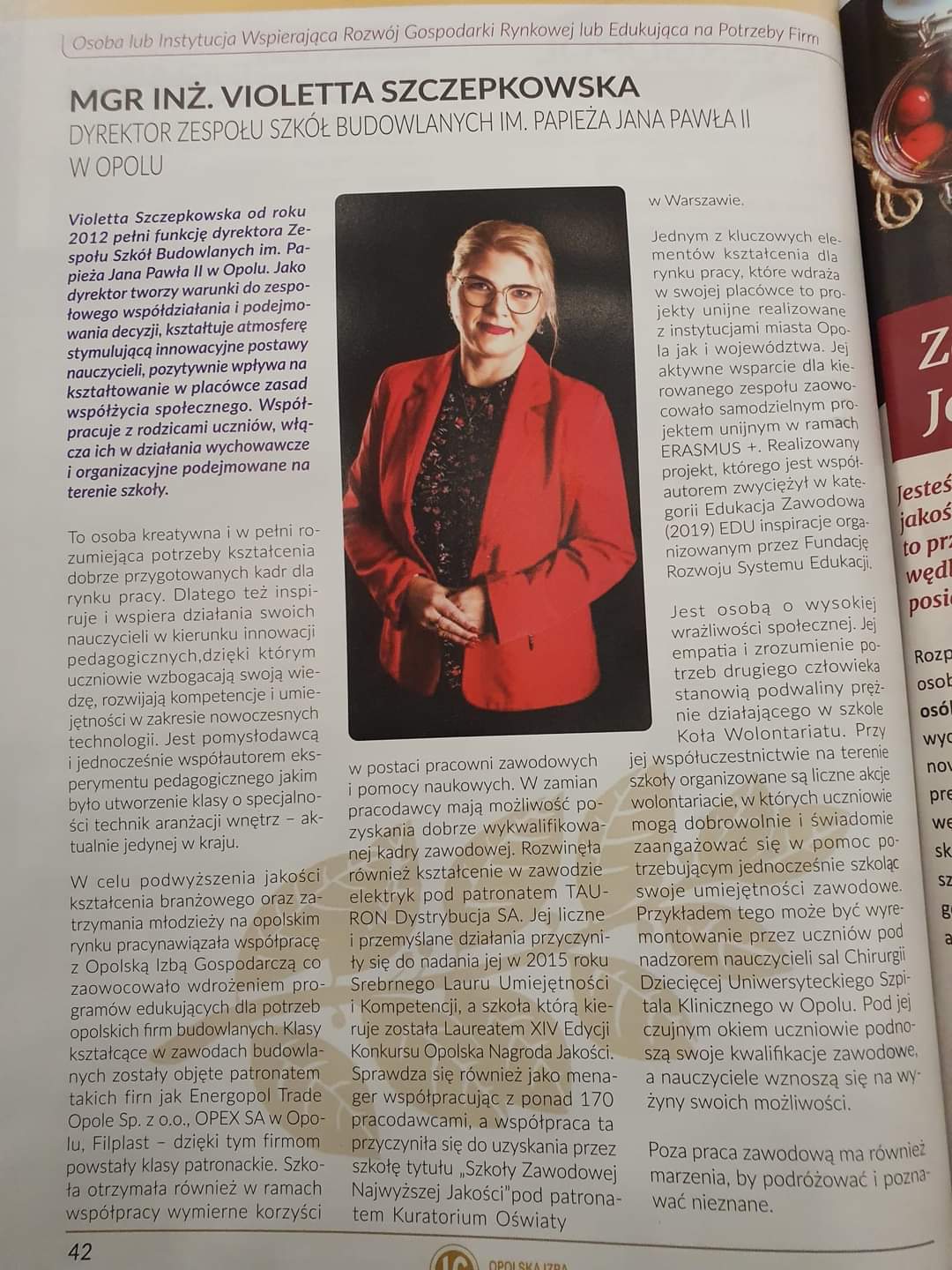 Złoty Laur dla Dyrektora Zespołu Szkół Budowlanych Pani Violetty Szczepkowskiej!!!