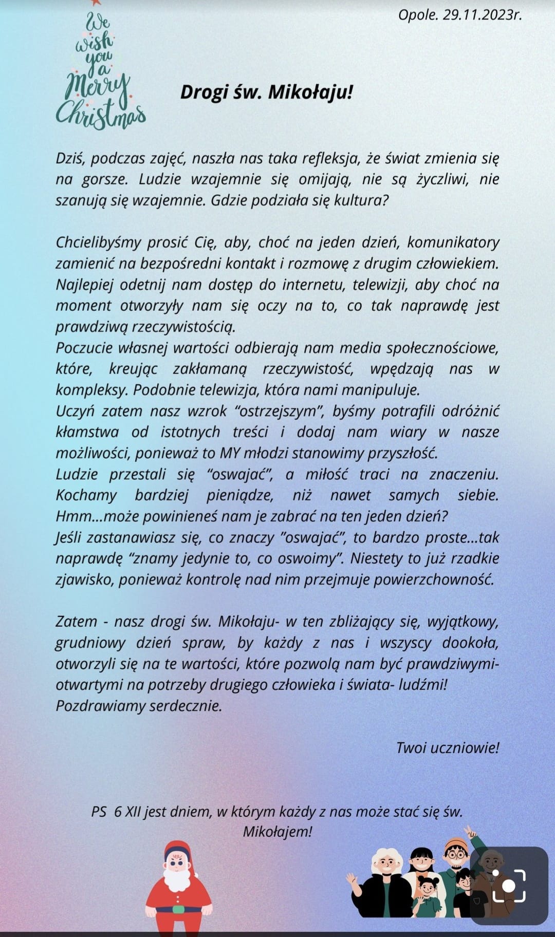 List do Św. Mikołaja
