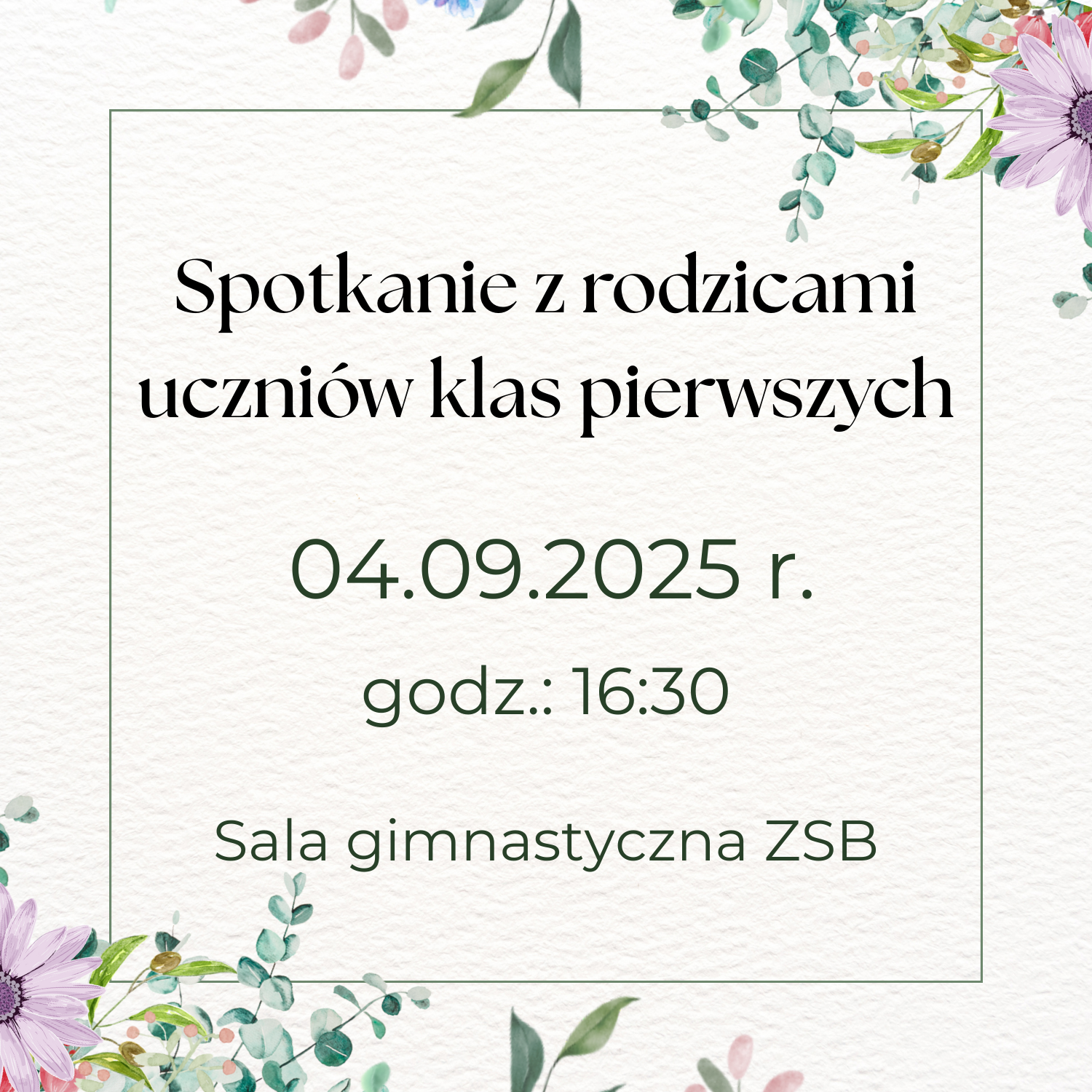 Spotkanie z rodzicami uczniów klas 1